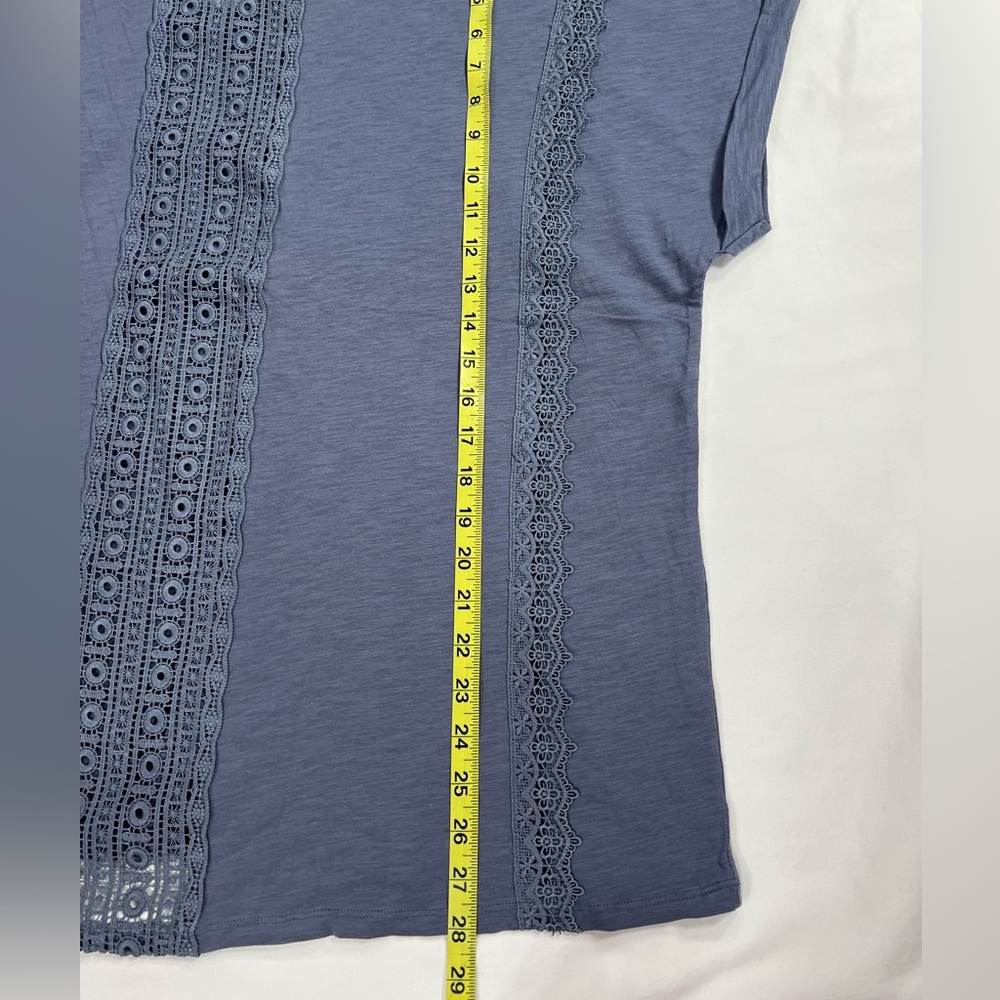 NWT Lane Bryant Top 22/24 Size 2X Blue Short Sleeve 100% Cotton key hole - Picture 4 of 4